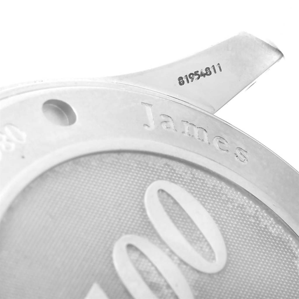 The image shows a close-up of the back case and lug of an Omega Seamaster 212.30.41.20.01.001 Men's Stainless Steel Black Dial 212.30.41.20.01.001 Men's Stainless Steel Black Dial watch, highlighting the serial number and partial engraving.