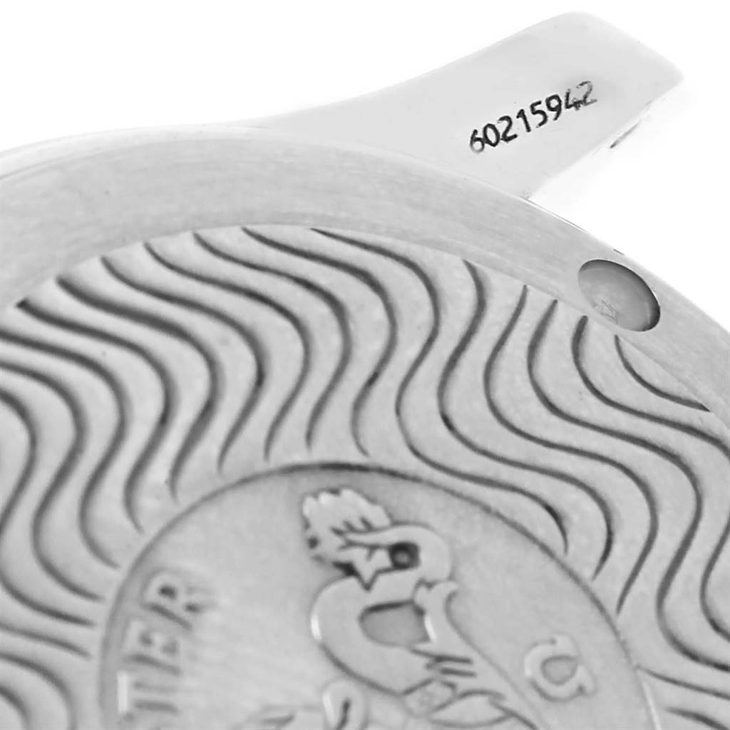 This image shows a close-up of the case back and part of the lug of an Omega Seamaster 2551.80.00 Men
s Stainless Steel Blue Dial 2551.80.00 Men
s Stainless Steel Blue Dial watch, displaying the serial number.