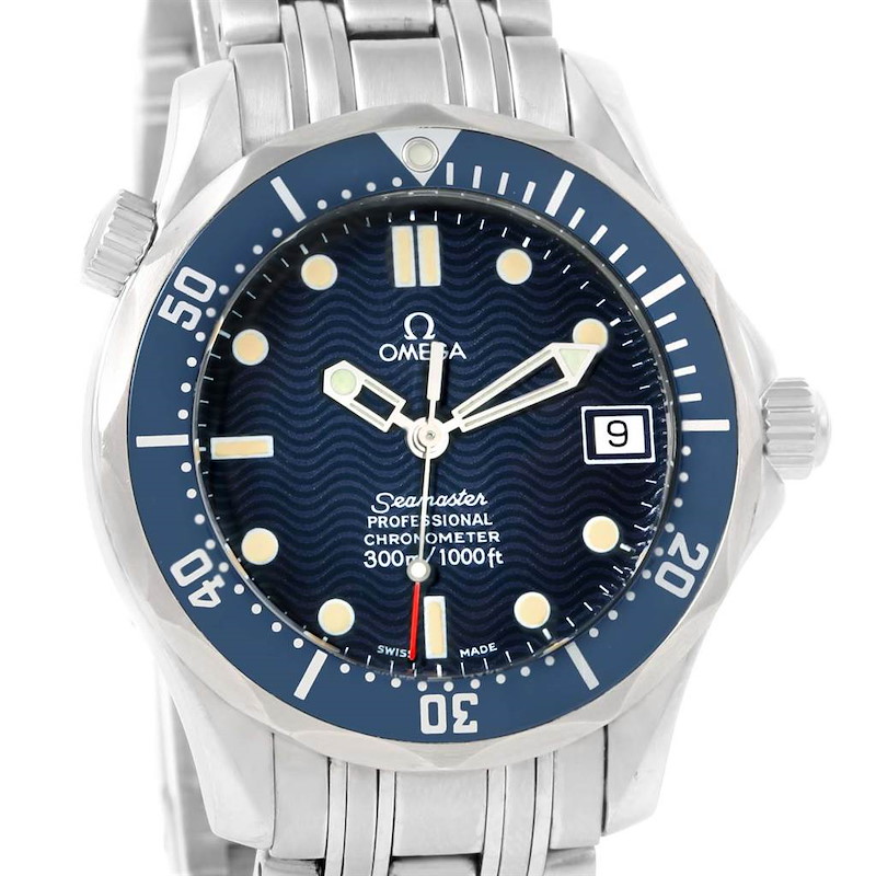 Omega Seamaster Midsize Blue Wave Dial Unisex Watch 2551.80.00 SwissWatchExpo