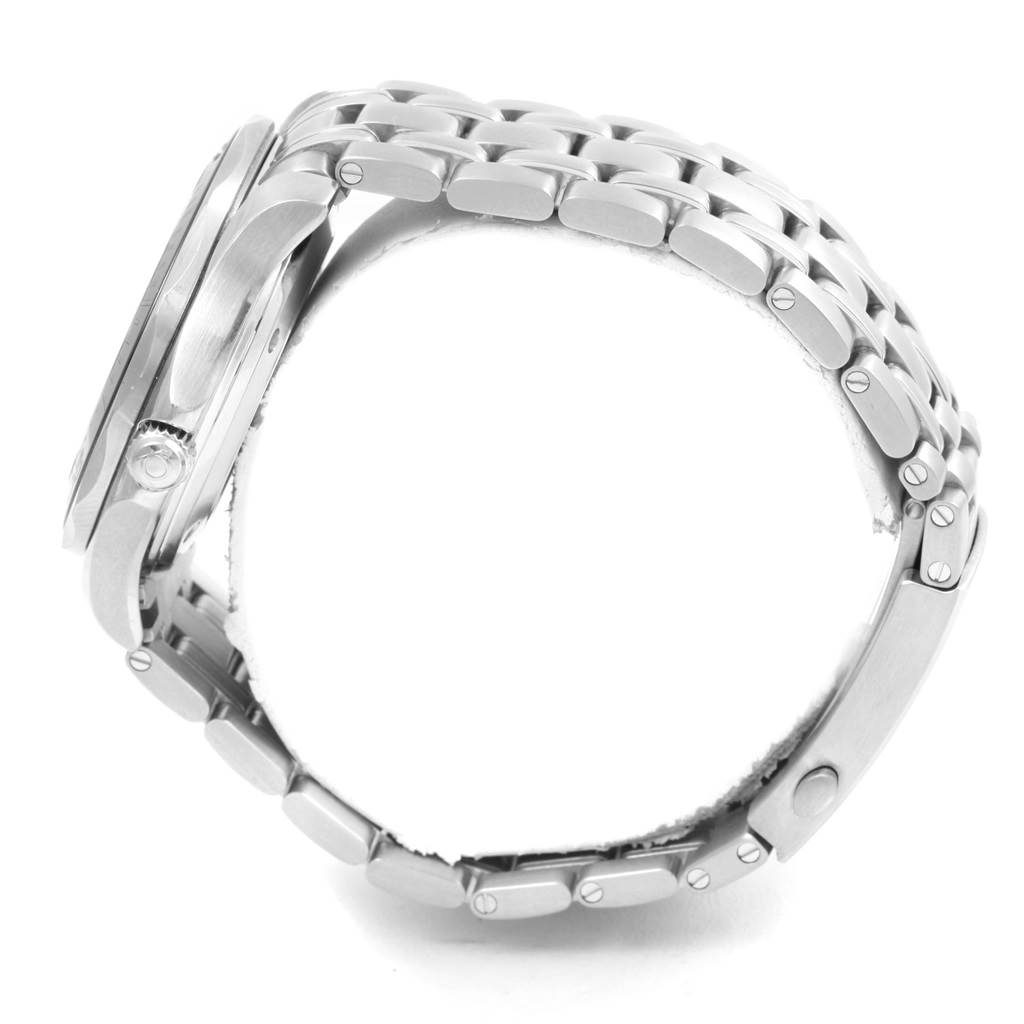 The image shows a side view of an Omega Seamaster 212.30.41.20.01.003 Men
s Stainless Steel Black Dial 212.30.41.20.01.003 Men
s Stainless Steel Black Dial watch, highlighting its case and metal bracelet.