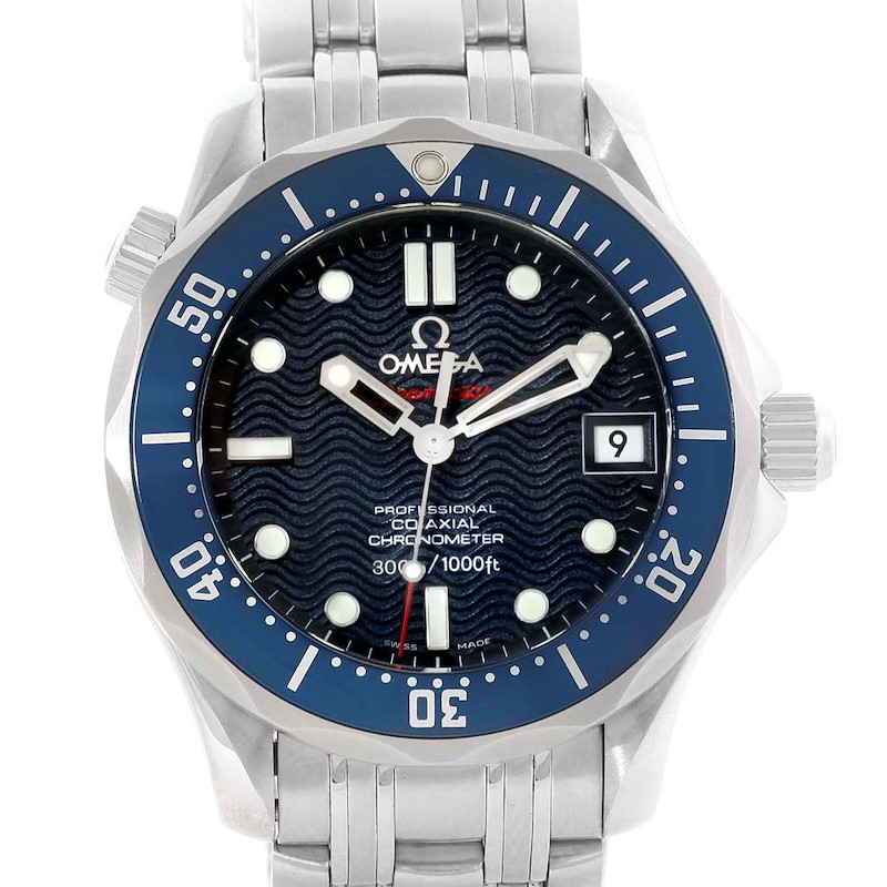 Omega Seamaster Midsize Co-Axial Blue Wave Dial Watch 2222.80.00 SwissWatchExpo