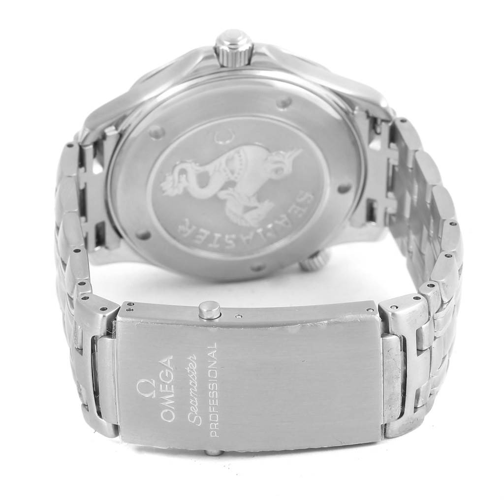 The image shows the back case and bracelet clasp of an Omega Seamaster 212.30.41.61.01.001 Men
s Stainless Steel Black Dial 212.30.41.61.01.001 Men
s Stainless Steel Black Dial watch.