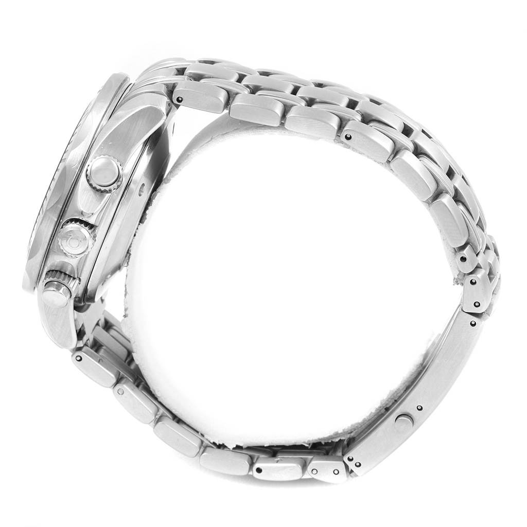 The image shows a side view of the Omega Seamaster 2598.80.00 Men
s Stainless Steel Blue Dial 2598.80.00 Men
s Stainless Steel Blue Dial watch, highlighting the bracelet and crown.