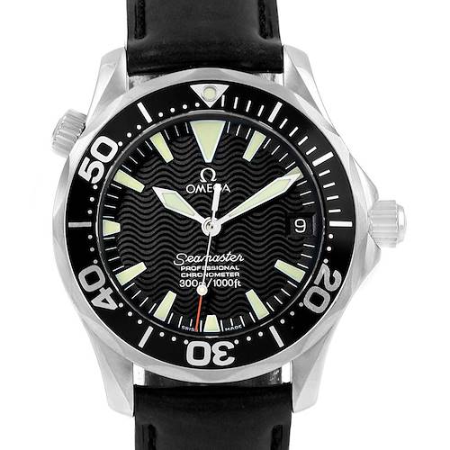 Photo of Omega Seamaster Midsize Black Wave Dial Leather Strap Watch 2252.50.00