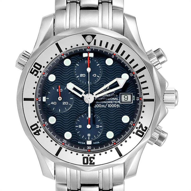 Omega Seamaster Chronograph Blue Dial Steel Mens Watch 2598.80.00 SwissWatchExpo
