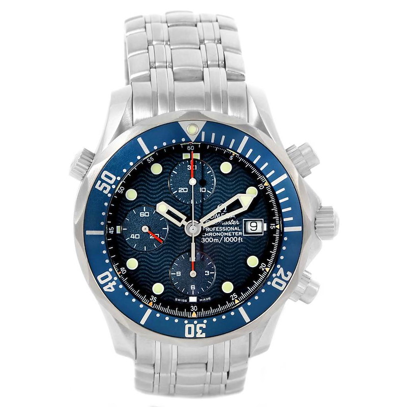 Omega Seamaster Bond Chronograph Blue Dial Steel Mens Watch 2599.80.00 SwissWatchExpo
