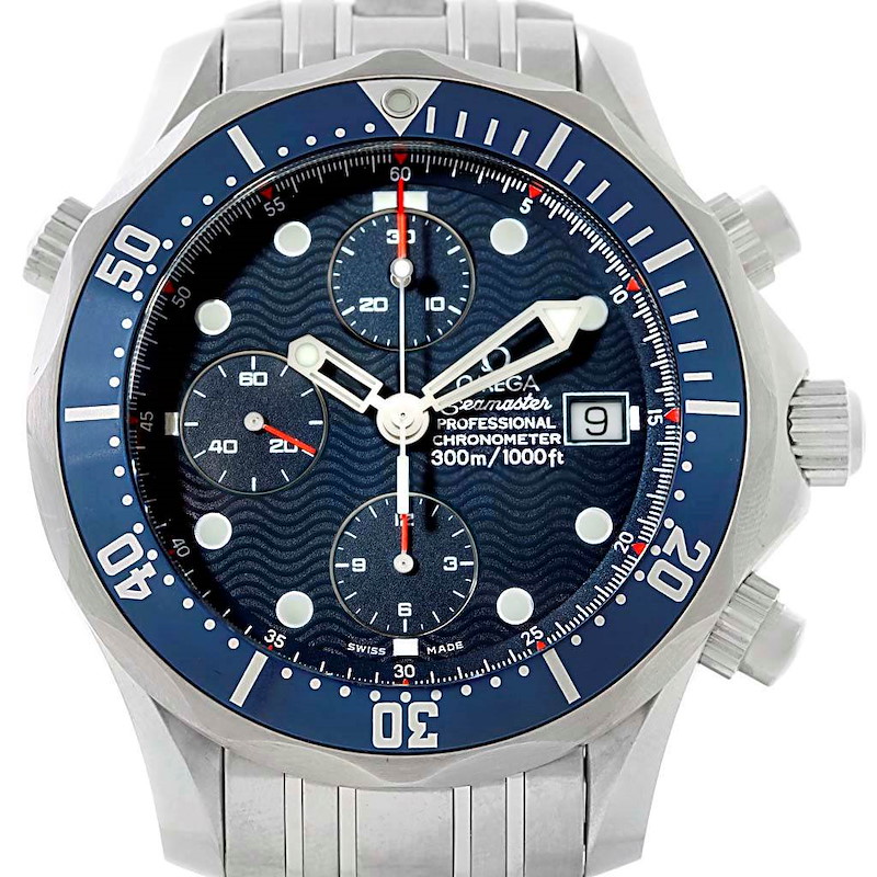 Omega Seamaster Bond Chronograph Blue Dial Steel Mens Watch 2599.80.00 SwissWatchExpo