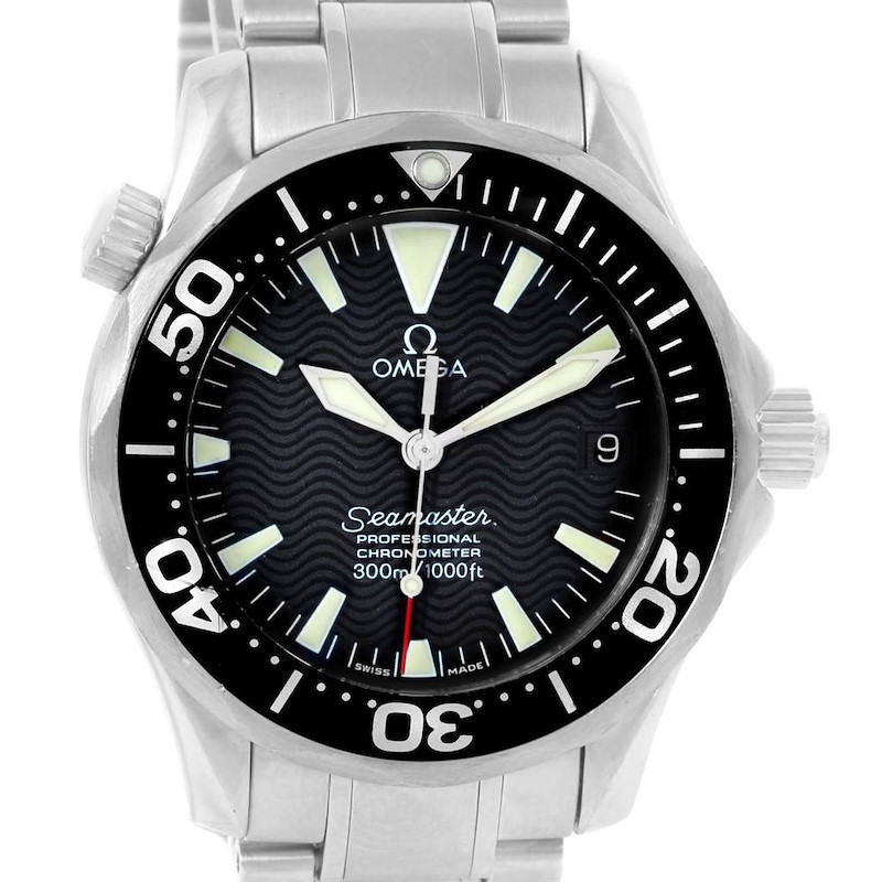 Omega Seamaster Black Wave Dial Midsize 300m Watch 2252.50.00 Box Card SwissWatchExpo