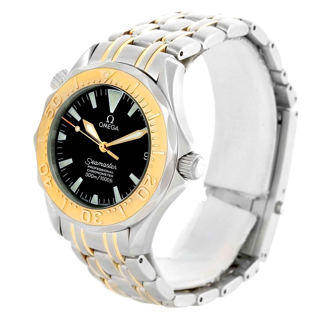 Omega Seamaster Midsize Steel 18K Yellow Gold Black Dial Watch ...