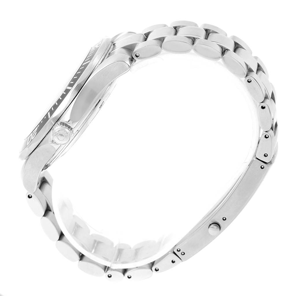 The image shows a side profile of an Omega Seamaster 2254.50.00 Men
s Stainless Steel Black Dial 2254.50.00 Men
s Stainless Steel Black Dial watch, highlighting its bracelet and bezel.