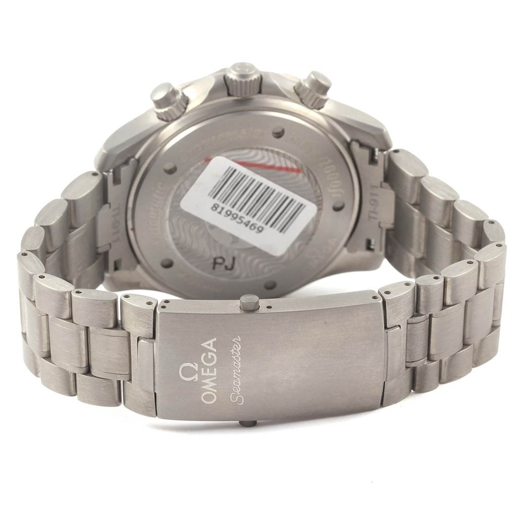 The image shows the back view of an Omega Seamaster 2269.52.00 Men's Titanium Black Dial 2269.52.00 Men's Titanium Black Dial watch, focusing on the clasp and case back.