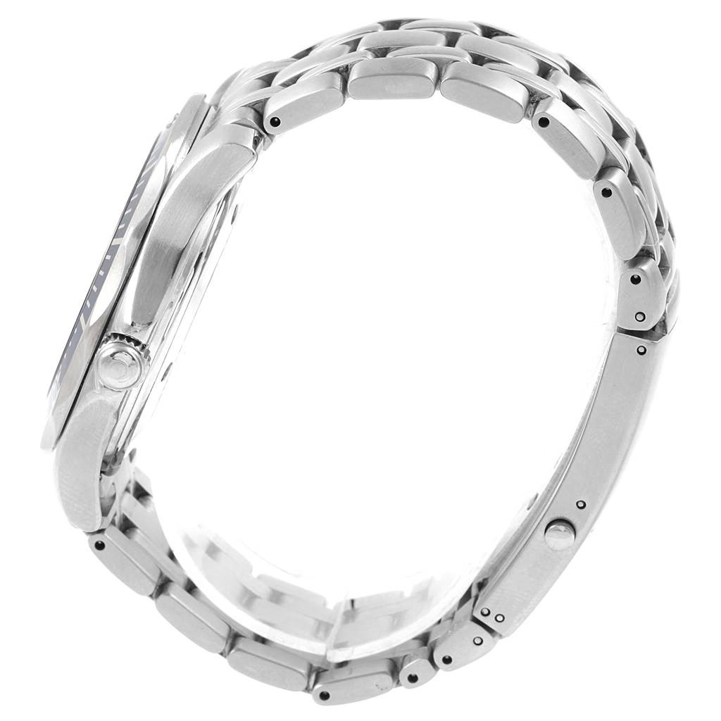 The image shows a side view of an Omega Seamaster 2531.80.00 Men
s Stainless Steel Blue Dial 2531.80.00 Men
s Stainless Steel Blue Dial watch, highlighting the case and steel bracelet.