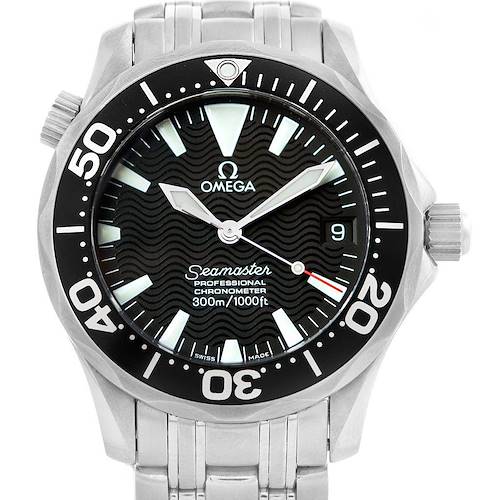 Photo of Omega Seamaster Black Wave Dial Midsize 300m Watch 2252.50.00 Box Card