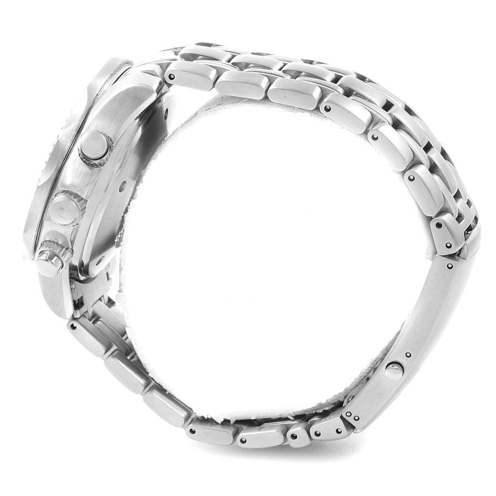 The image shows a side profile of the Omega Seamaster 2598.80.00 Men
s Stainless Steel Blue Dial 2598.80.00 Men
s Stainless Steel Blue Dial watch, highlighting the bracelet, crown, and chronograph pushers.