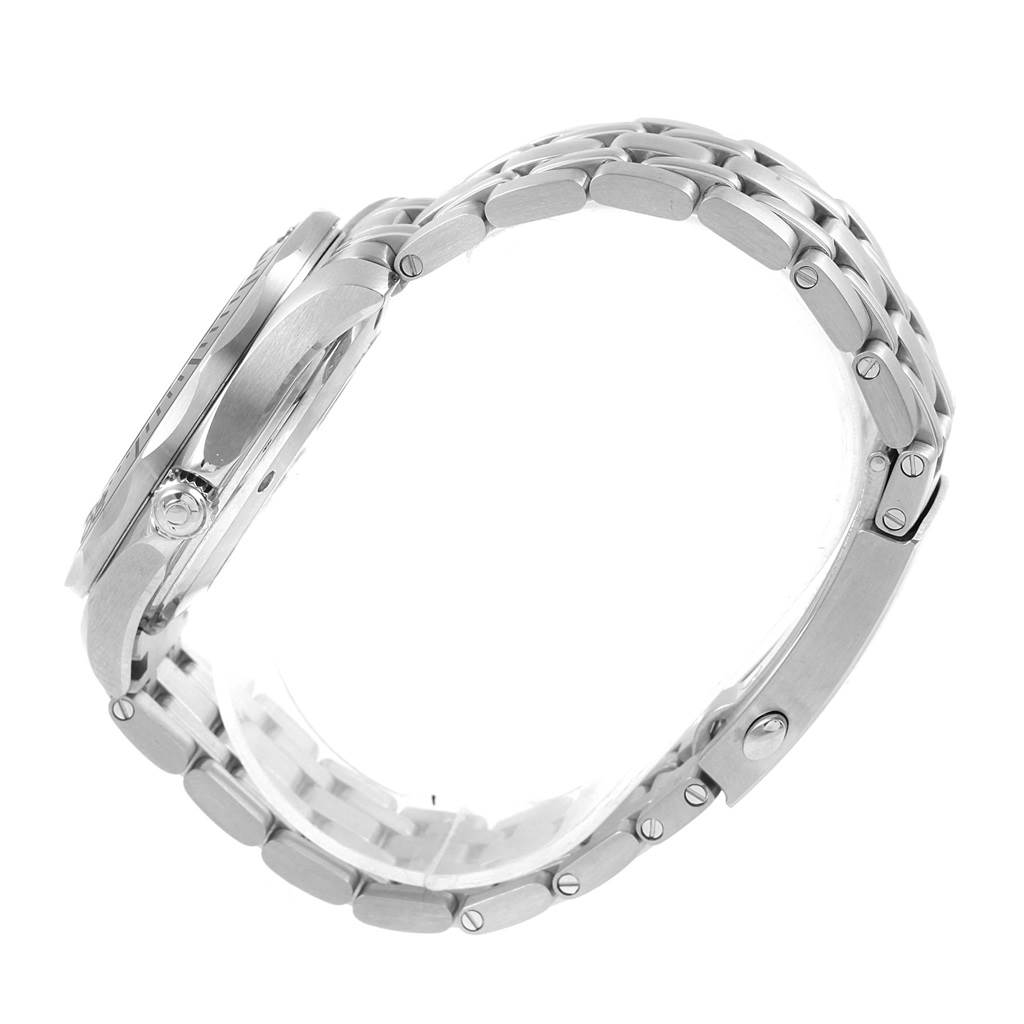 The image shows a side profile of the Omega Seamaster 212.30.41.20.03.001 Men
s Stainless Steel Blue Dial 212.30.41.20.03.001 Men
s Stainless Steel Blue Dial watch, highlighting the crown and metal bracelet.