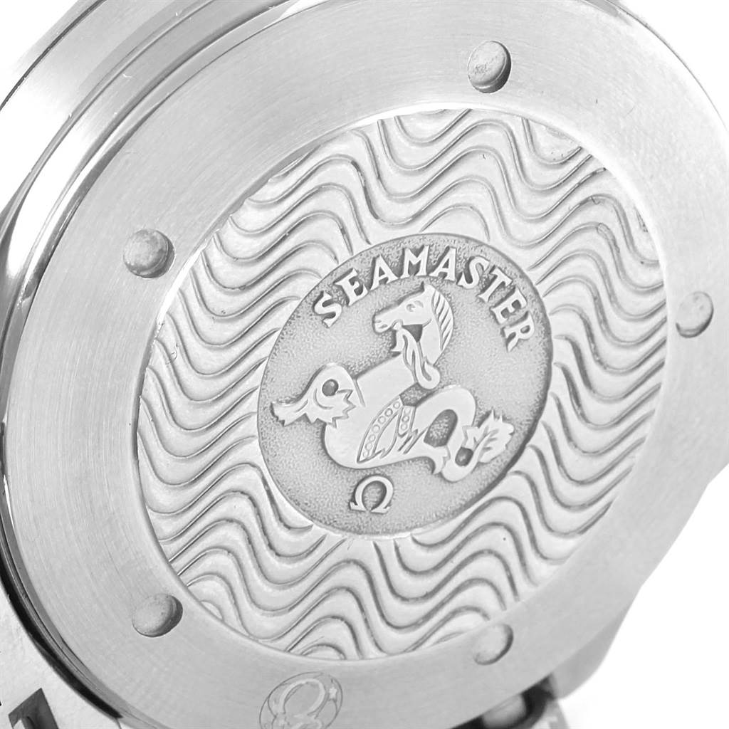 This image shows the case back of an Omega Seamaster 2538.20.00 Men's Stainless Steel White Dial 2538.20.00 Men's Stainless Steel White Dial watch, featuring the engraved emblem and text.