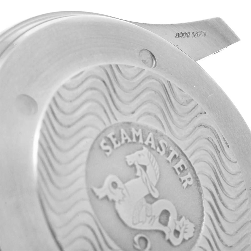 This image shows the back case and part of the strap attachment of an Omega Seamaster 2538.20.00 Men's Stainless Steel White Dial 2538.20.00 Men's Stainless Steel White Dial watch.