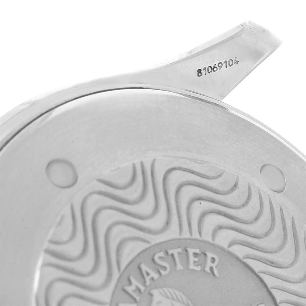 The image shows a close-up view of the engraved case back with serial number of an Omega Seamaster 2531.80.00 Men
s Stainless Steel Blue Dial 2531.80.00 Men
s Stainless Steel Blue Dial watch.