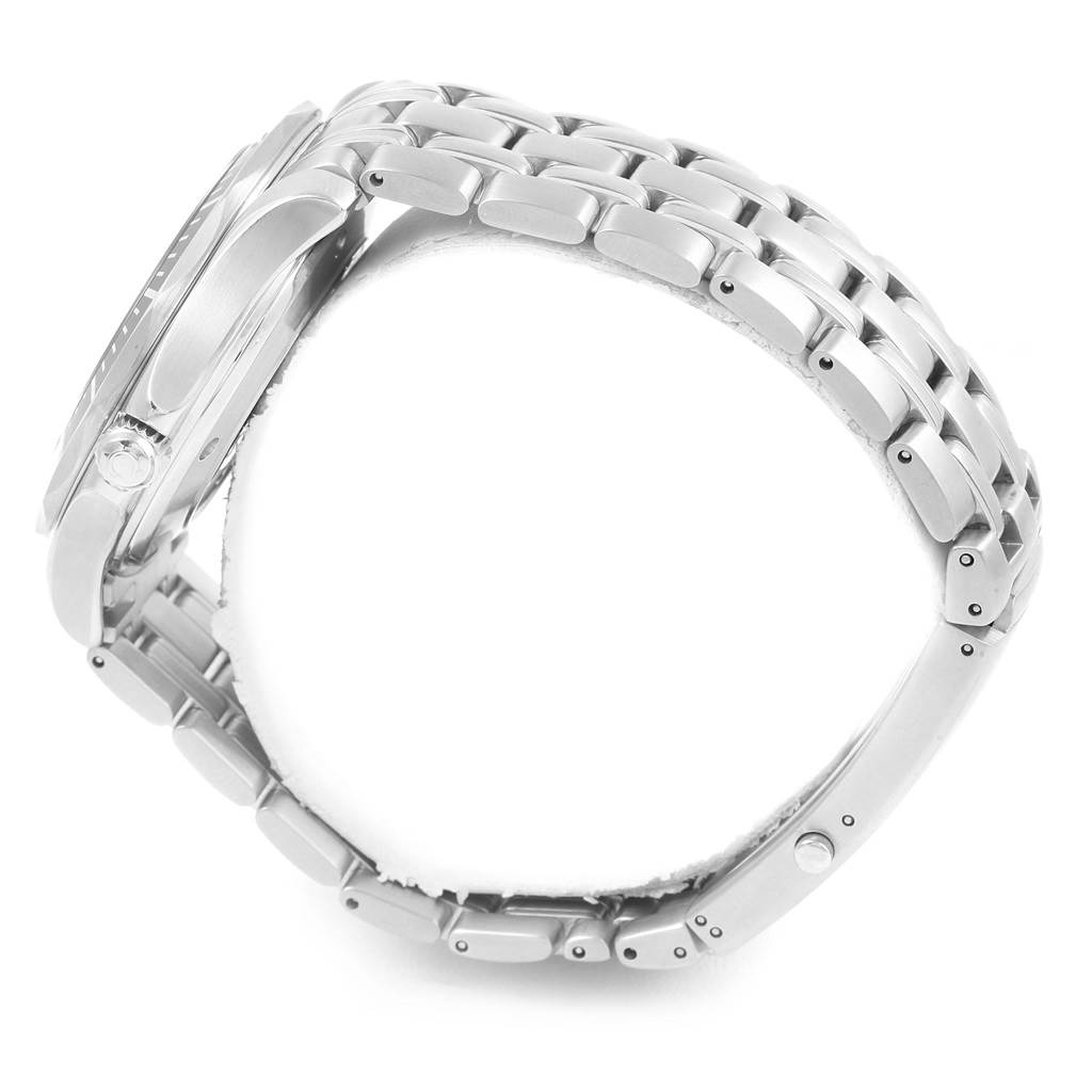 The image shows a side view of the Omega Seamaster 212.30.41.20.01.002 Men
s Stainless Steel Black Dial 212.30.41.20.01.002 Men
s Stainless Steel Black Dial watch, highlighting its stainless steel case and bracelet.