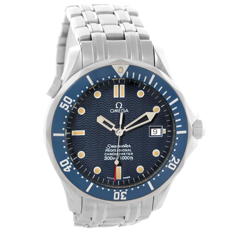 Omega Seamaster 41mm Blue Wave Dial Automatic Mens Watch 2531.80.00 SwissWatchExpo