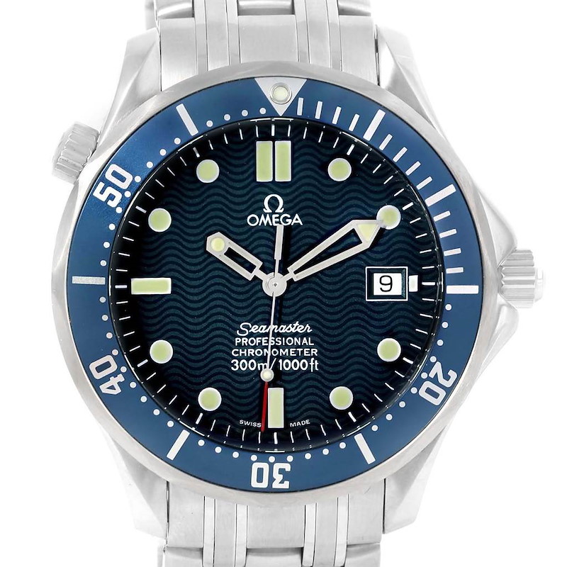 Omega Seamaster 41 Blue Wave Dial Automatic Steel Mens Watch 2531.80.00 SwissWatchExpo