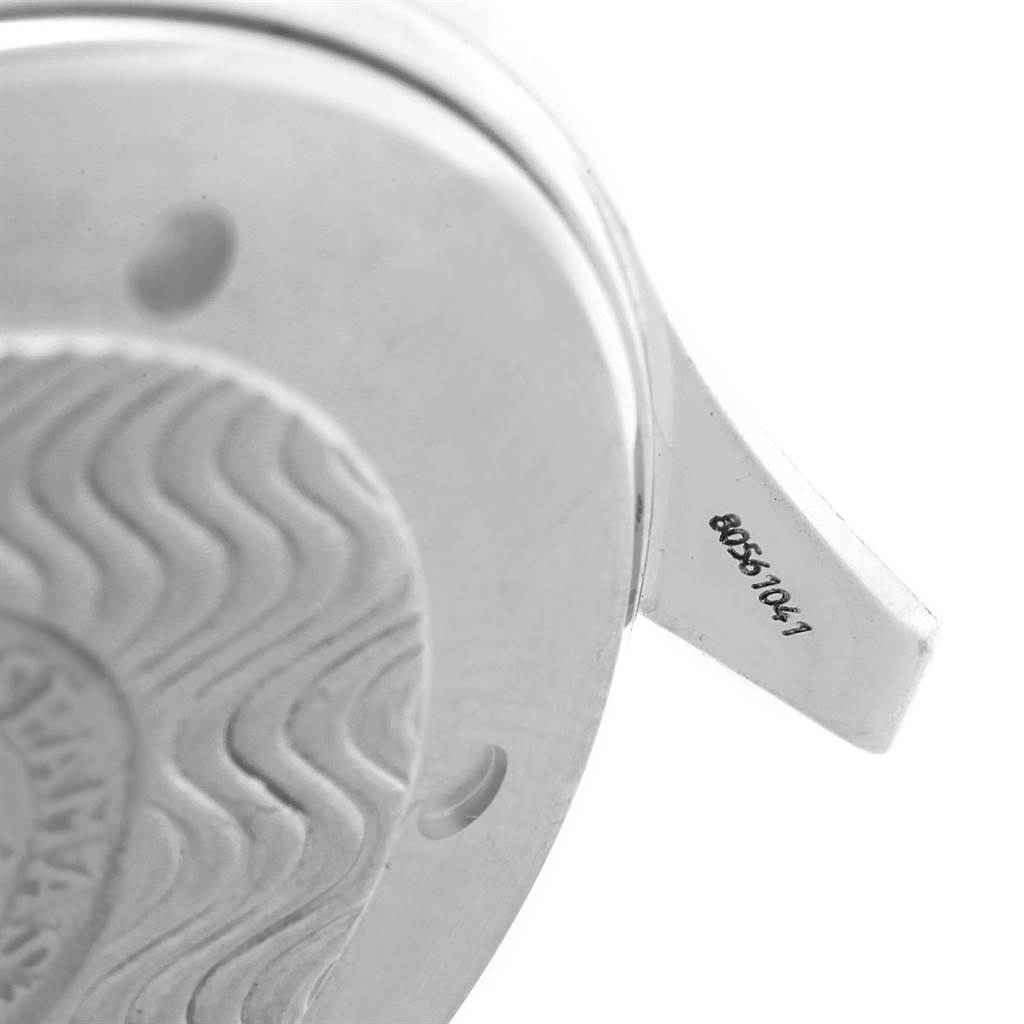 The image shows the engraved back cover and a partial view of the strap attachment of an Omega Seamaster 2531.80.00 Men
s Stainless Steel Blue Dial 2531.80.00 Men
s Stainless Steel Blue Dial watch.