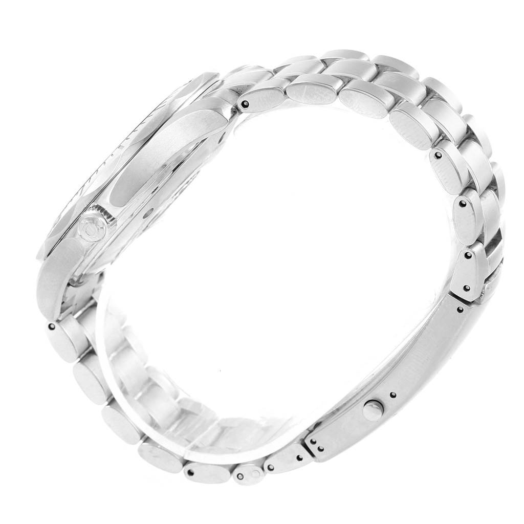 The image shows a side view of the Omega Seamaster 2255.80.00 Men
s Stainless Steel Blue Dial 2255.80.00 Men
s Stainless Steel Blue Dial watch, focusing on the case and bracelet.