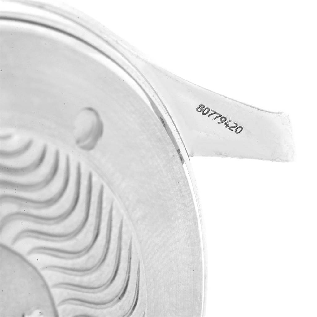 This image shows a close-up of the case back and lug of an Omega Seamaster 2254.50.00 Men
s Stainless Steel Black Dial 2254.50.00 Men
s Stainless Steel Black Dial watch, highlighting the engraved serial number.