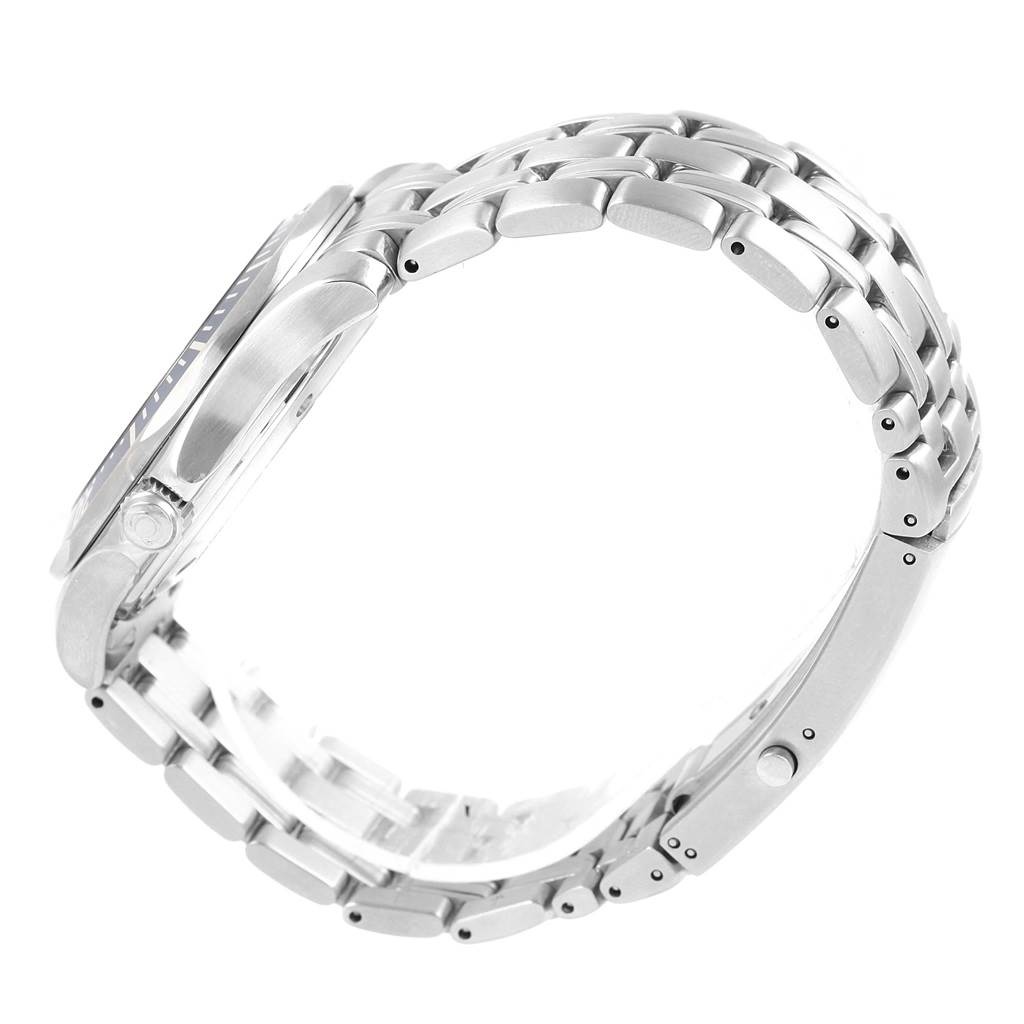 The image shows a side view angle of the Omega Seamaster 2531.80.00 Men
s Stainless Steel Blue Dial 2531.80.00 Men
s Stainless Steel Blue Dial watch, focusing on its stainless steel case and bracelet.