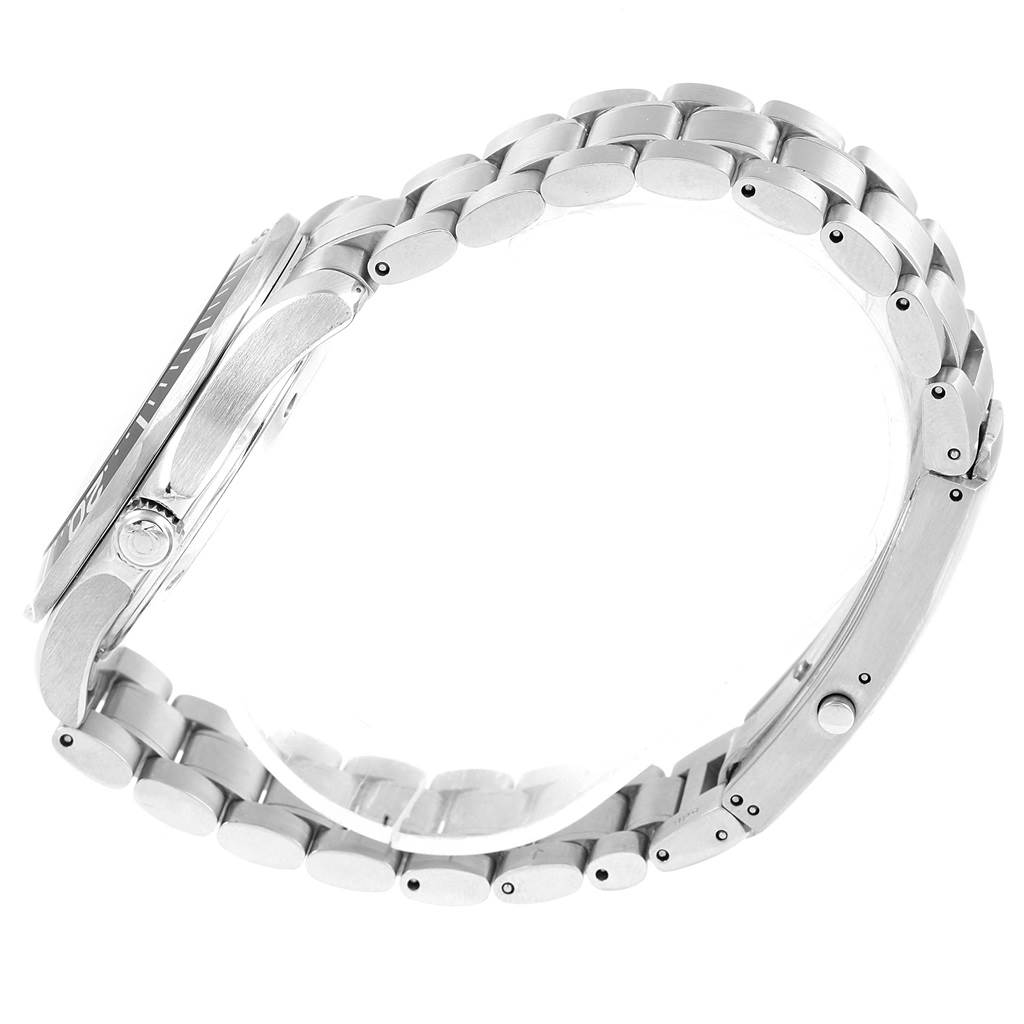 The image shows a side view of the Omega Seamaster 2264.50.00 Men
s Stainless Steel Black Dial 2264.50.00 Men
s Stainless Steel Black Dial watch, highlighting its stainless steel bracelet and case.