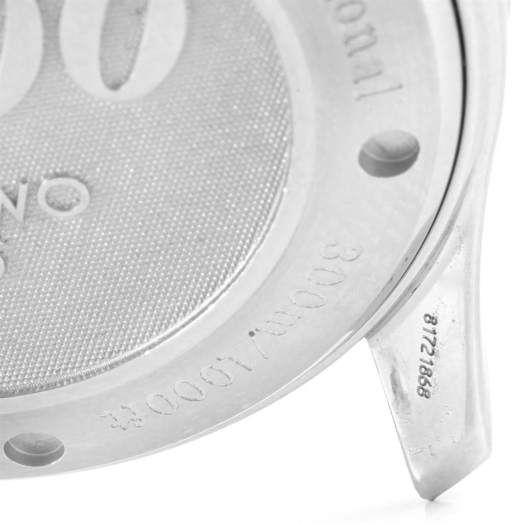 The image shows the back case and part of the lug of the Omega Seamaster 2226.80.00 Men's Stainless Steel Blue Dial 2226.80.00 Men's Stainless Steel Blue Dial watch, with engravings partly visible.