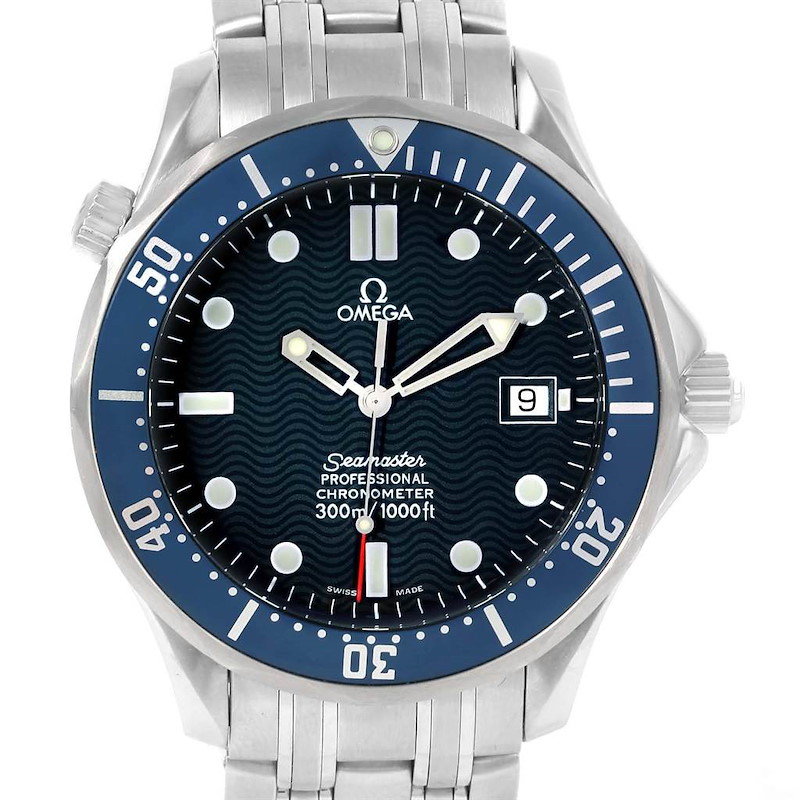Omega Seamaster Blue Wave Dial Steel Watch 2531.80.00 Box Papers SwissWatchExpo