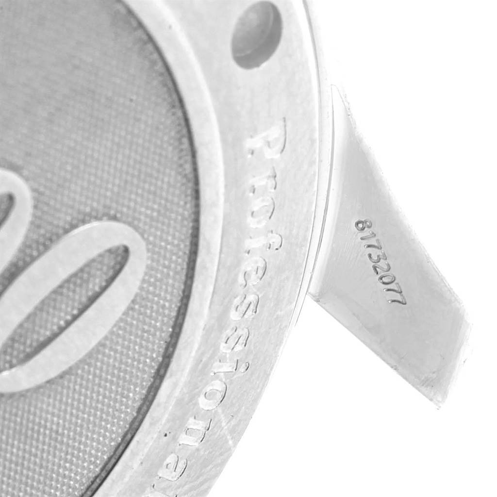 The image shows a close-up of the Omega Seamaster 2226.80.00 Men's Stainless Steel Blue Dial 2226.80.00 Men's Stainless Steel Blue Dial's case back, highlighting the engraved serial number and part of the text "Professional."