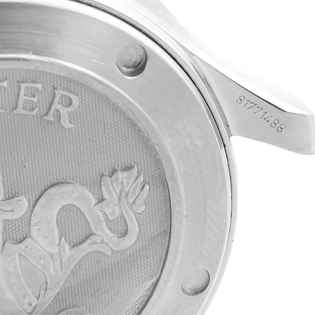 The image shows a close-up of the case back and part of the lugs of an Omega Seamaster 2222.80.00 Men
s Stainless Steel Blue Dial 2222.80.00 Men
s Stainless Steel Blue Dial watch.