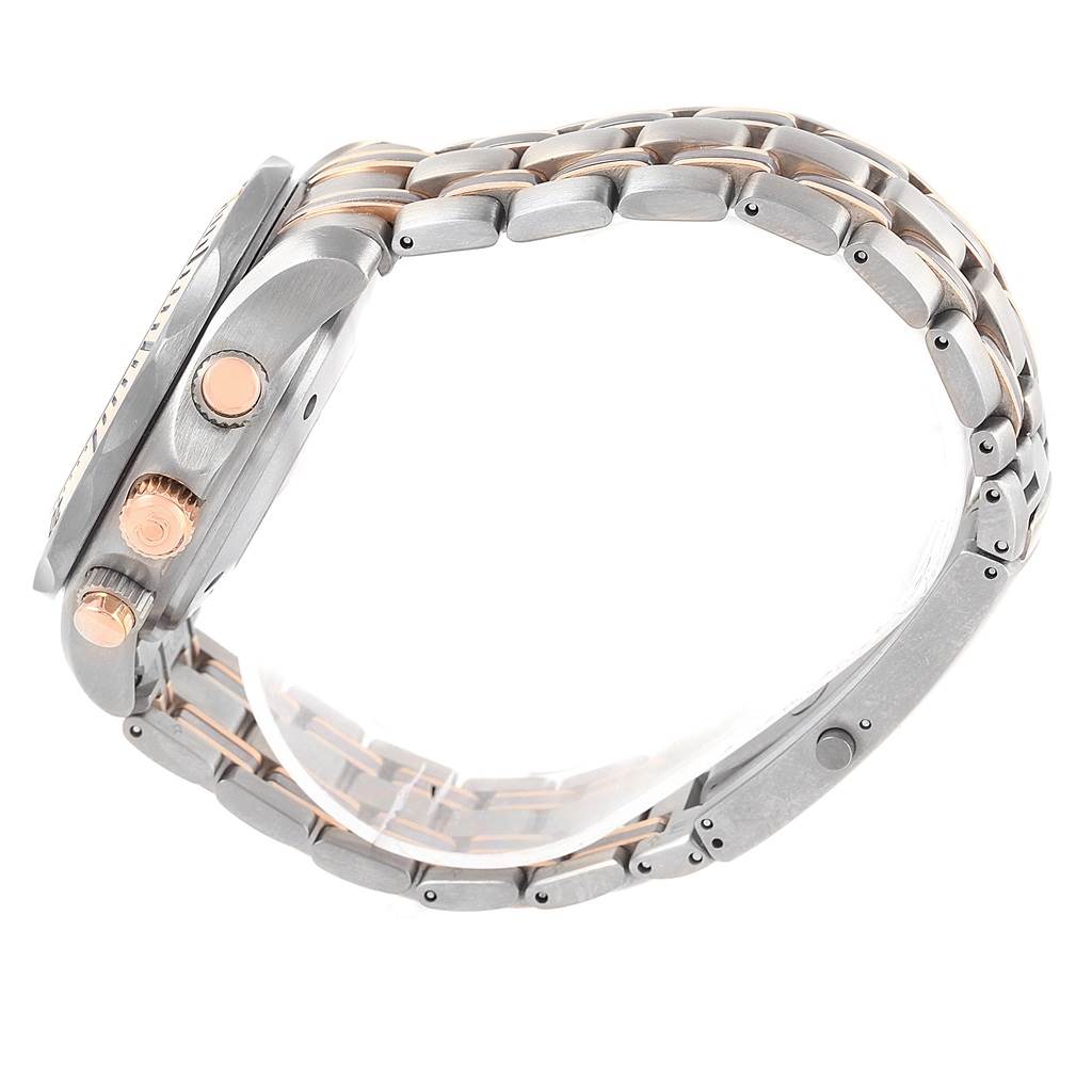 The image shows a side view of the Omega Seamaster 2296.80.00 Men
s Titanium Blue Dial 2296.80.00 Men
s Titanium Blue Dial watch, highlighting the crown, pushers, and metal bracelet.