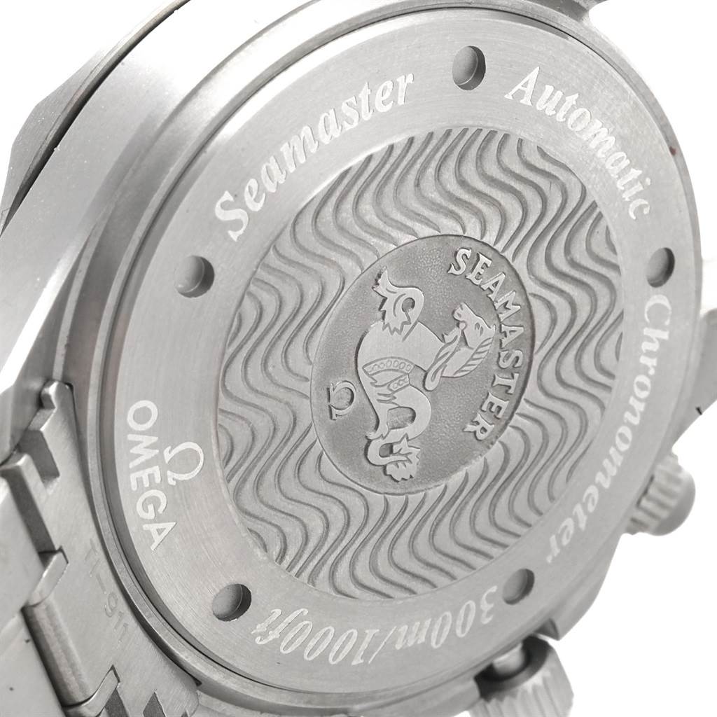 The image shows the engraved case back of an Omega Seamaster 2269.52.00 Men's Titanium Black Dial 2269.52.00 Men's Titanium Black Dial watch, with visible branding and model details.