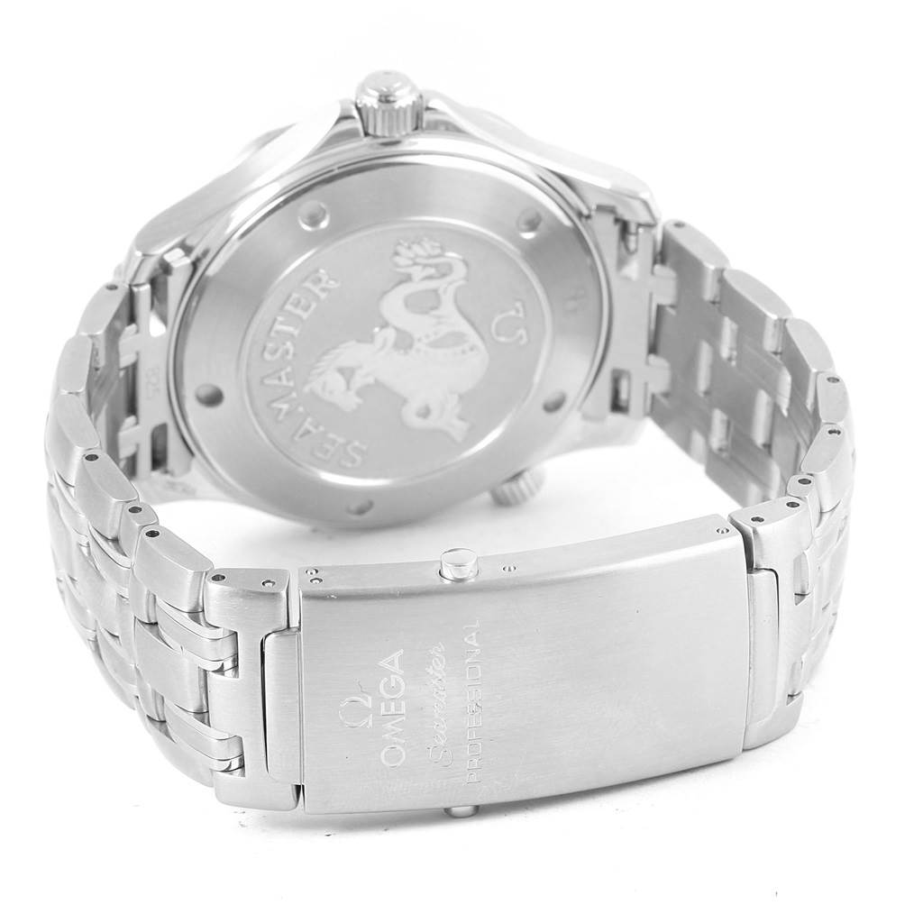 The image shows the back case and bracelet clasp of an Omega Seamaster 212.30.41.61.01.001 Men
s Stainless Steel Black Dial 212.30.41.61.01.001 Men
s Stainless Steel Black Dial watch.