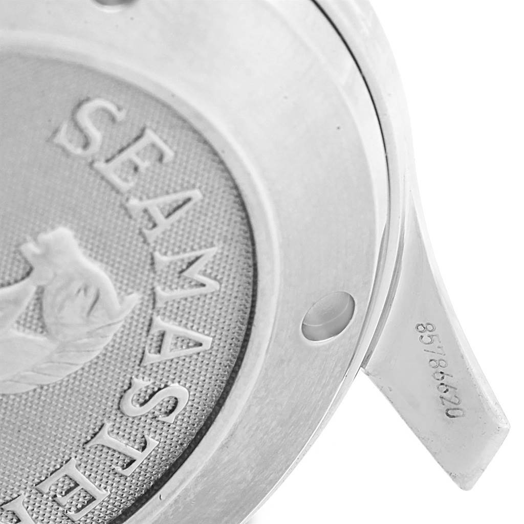 The image shows a close-up of the case back and lugs of an Omega Seamaster 212.30.41.20.01.002 Men
s Stainless Steel Black Dial 212.30.41.20.01.002 Men
s Stainless Steel Black Dial watch.