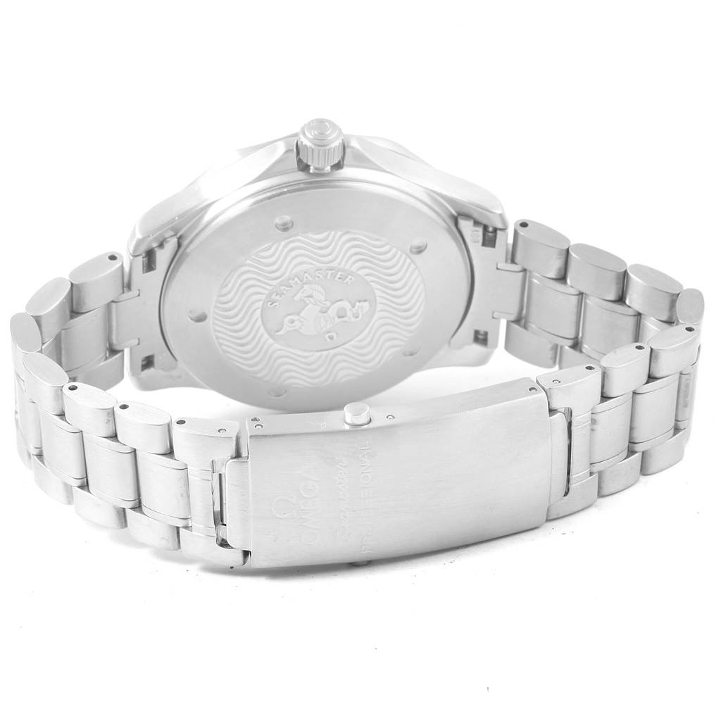 The image shows the back case and bracelet clasp of the Omega Seamaster 2538.20.00 Men
s Stainless Steel White Dial 2538.20.00 Men
s Stainless Steel White Dial watch from a rear angle.