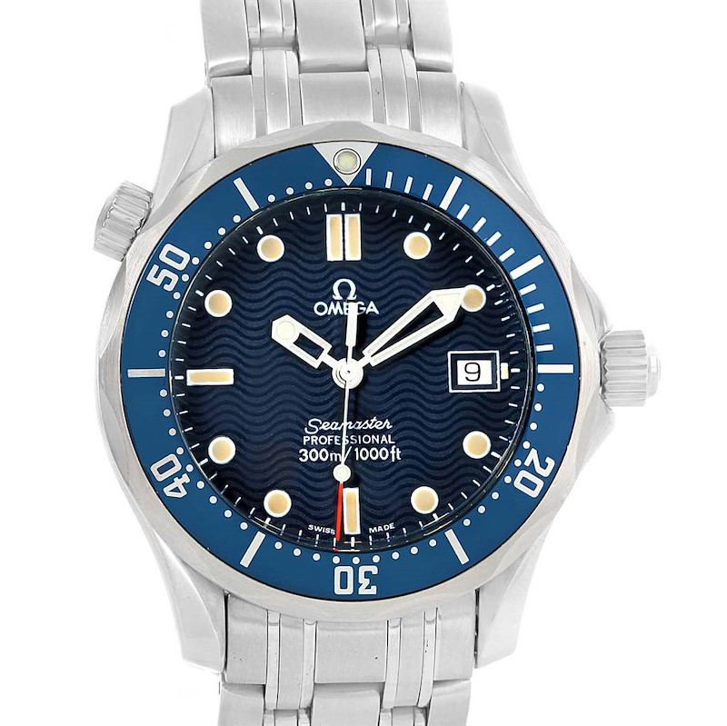 Omega Seamaster Midsize 36mm Blue Wave Dial Unisex Watch 2561.80.00 SwissWatchExpo