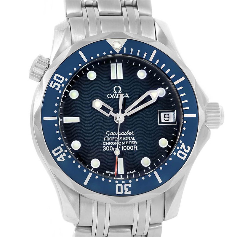 Omega Seamaster Midsize 36mm Blue Wave Dial Watch 2551.80.00 Papers SwissWatchExpo