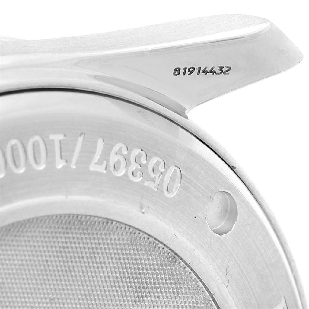 The image shows a close-up of the back case and lug of the Omega Seamaster 212.30.41.20.01.001 Men
s Stainless Steel Black Dial 212.30.41.20.01.001 Men
s Stainless Steel Black Dial watch, displaying its serial numbers.