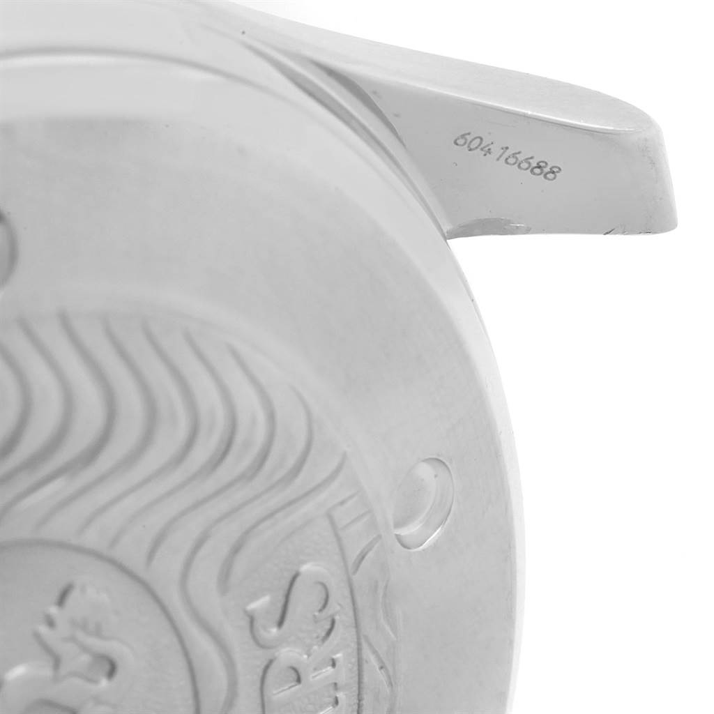 This image shows a close-up view of the backside and lug of an Omega Seamaster 2534.50.00 Men
s Stainless Steel Black Dial 2534.50.00 Men
s Stainless Steel Black Dial watch with partial serial numbers visible.