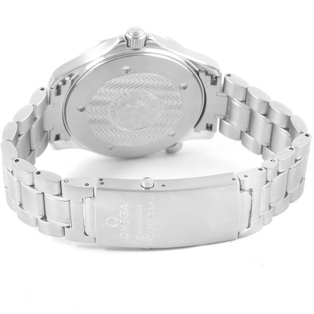 The image shows the back case and bracelet clasp of an Omega Seamaster 2264.50.00 Men
s Stainless Steel Black Dial 2264.50.00 Men
s Stainless Steel Black Dial watch.