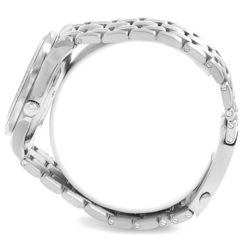 This image shows a side view of the Omega Seamaster 212.30.41.20.03.001 Men
s Stainless Steel Blue Dial 212.30.41.20.03.001 Men
s Stainless Steel Blue Dial watch, highlighting its metal bracelet, case, and crown.