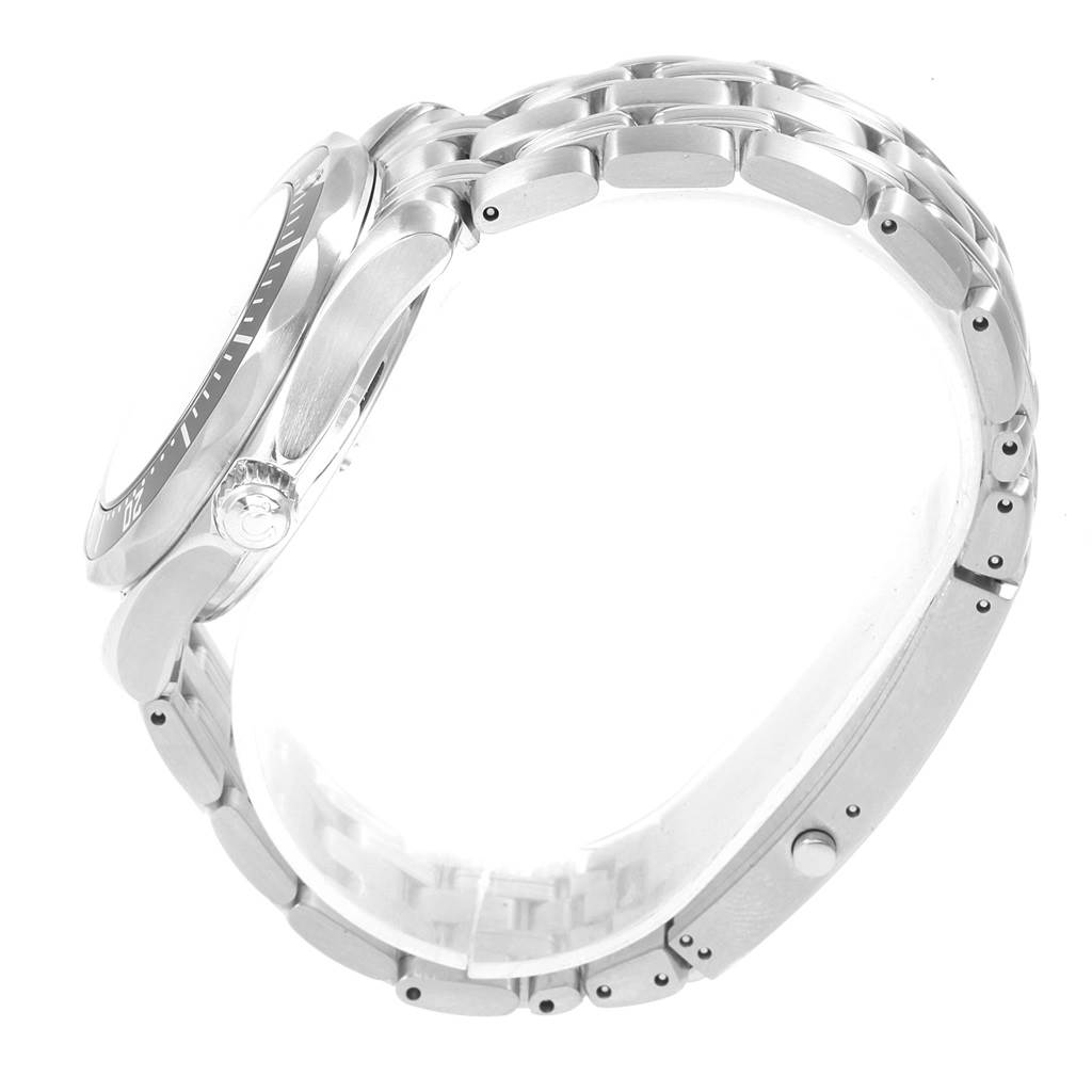 The image shows a side profile view of the Omega Seamaster 212.30.36.20.01.001 Men
s Stainless Steel Black Dial 212.30.36.20.01.001 Men
s Stainless Steel Black Dial watch highlighting the bracelet and crown.