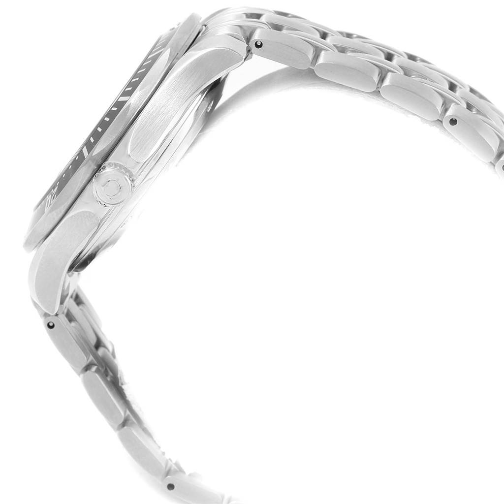 The image shows a side profile of the Omega Seamaster 212.30.41.20.01.002 Men
s Stainless Steel Black Dial 212.30.41.20.01.002 Men
s Stainless Steel Black Dial watch, highlighting its case, bracelet, and crown.