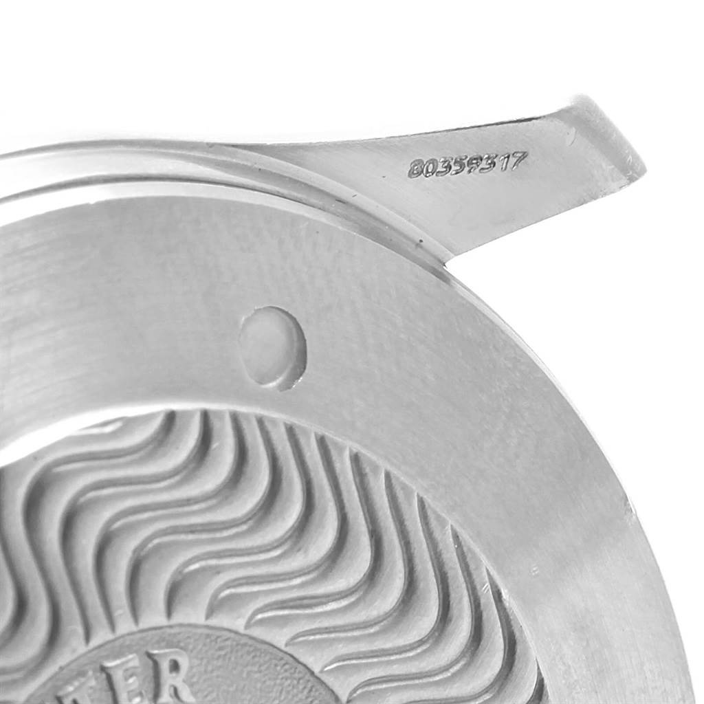 The image shows a close-up view of the back case and serial number of an Omega Seamaster 2538.20.00 Men
s Stainless Steel White Dial 2538.20.00 Men
s Stainless Steel White Dial watch.