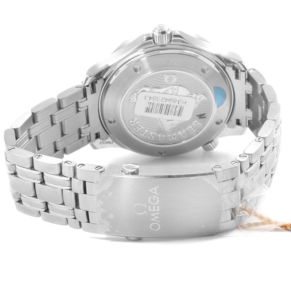 The image shows the back case and bracelet clasp of an Omega Seamaster 212.30.41.20.01.003 Men
s Stainless Steel Black Dial 212.30.41.20.01.003 Men
s Stainless Steel Black Dial watch.