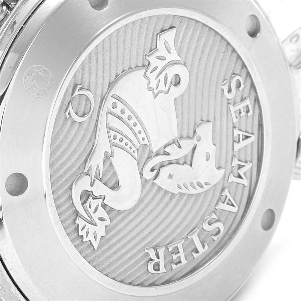 The image shows the case back of an Omega Seamaster 212.30.41.20.03.001 Men
s Stainless Steel Blue Dial 212.30.41.20.03.001 Men
s Stainless Steel Blue Dial watch, featuring the Seamaster logo and engravings.